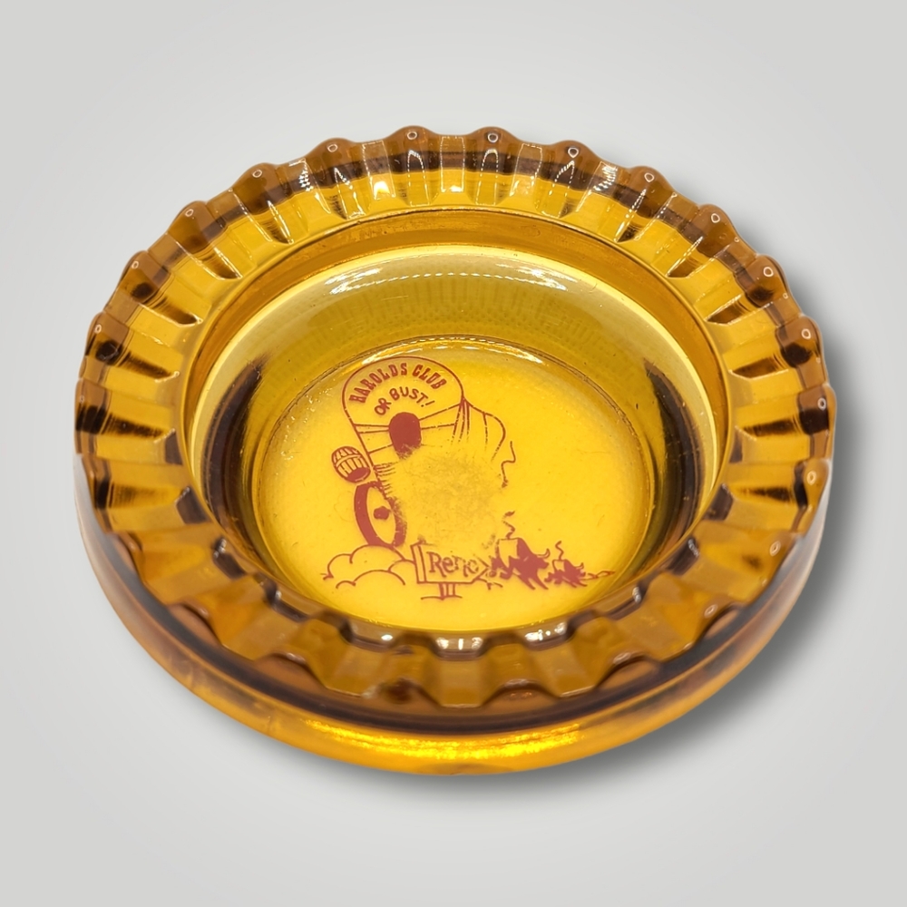 Early 1960's Amber Glass Ashtray, Harolds Club